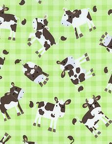 ANIMALES EN LA GRANJA. Vacas en fondo verde.
