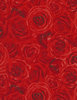 GLAMOUR. Rosas rojas en tela de patchwork.