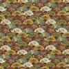 ZEN. Multicolored fans on beige background in patchwork fabric.