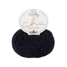 Woolly CHIC-02 DMC palla. 96% lana merino. Con filo metallico.