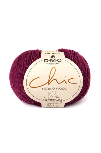 Woolly CHIC-511 DMC palla. 96% lana merino. Con filo metallico.