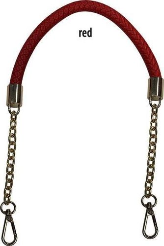 2 units Braided bag handles with 60cm golden chain. RED.