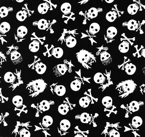 TIMELESS TREASURES. White Skulls in black background.
