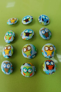 Lined buttons with cloth. Mini owls multicolor