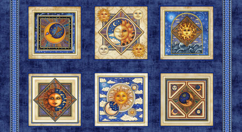 Panel Celestial Sol. 6 Cuadros sol y luna. Medida aprox. 61x110