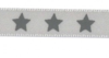 Satin bow 9mm. Stars on grey background.