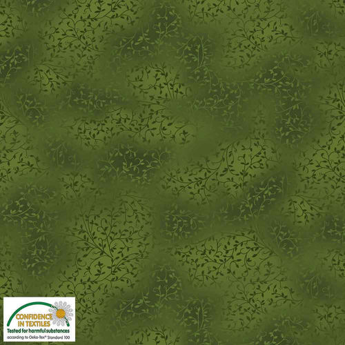BASIC STOF: Marmoleada  verde con ramitas. OLIVE-838