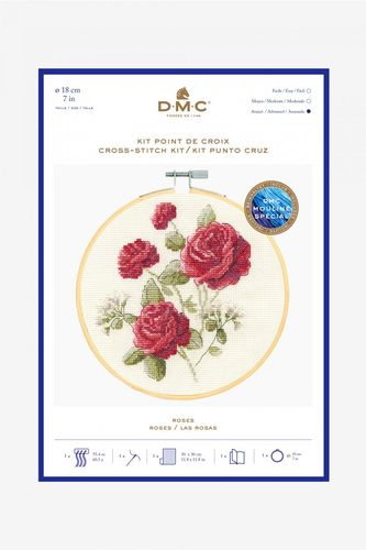 BK1935 KIT DMC Cross Stich. All materials included. ROSES