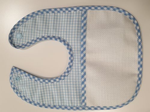 BABERO BLUE SQUARES. Bib  to embroider cross stitch.